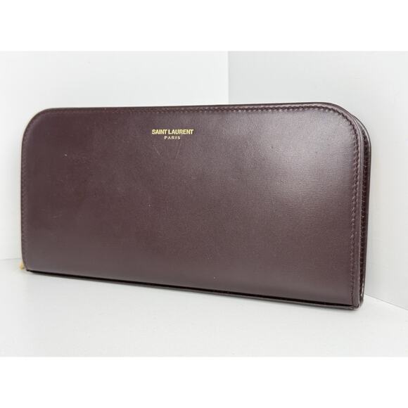 Saint Laurent Amerena Zip Around Wallet Burgundy Leather - Picture 1 of 15